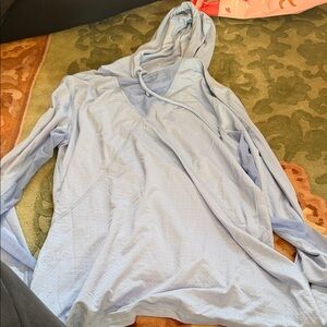 Light Blue Hooded Pullover Top